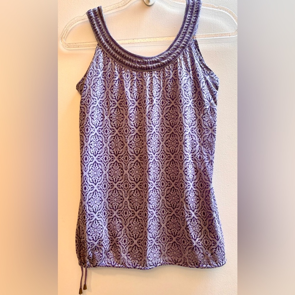 aventura Purple Patterned Embroidered Tank Top